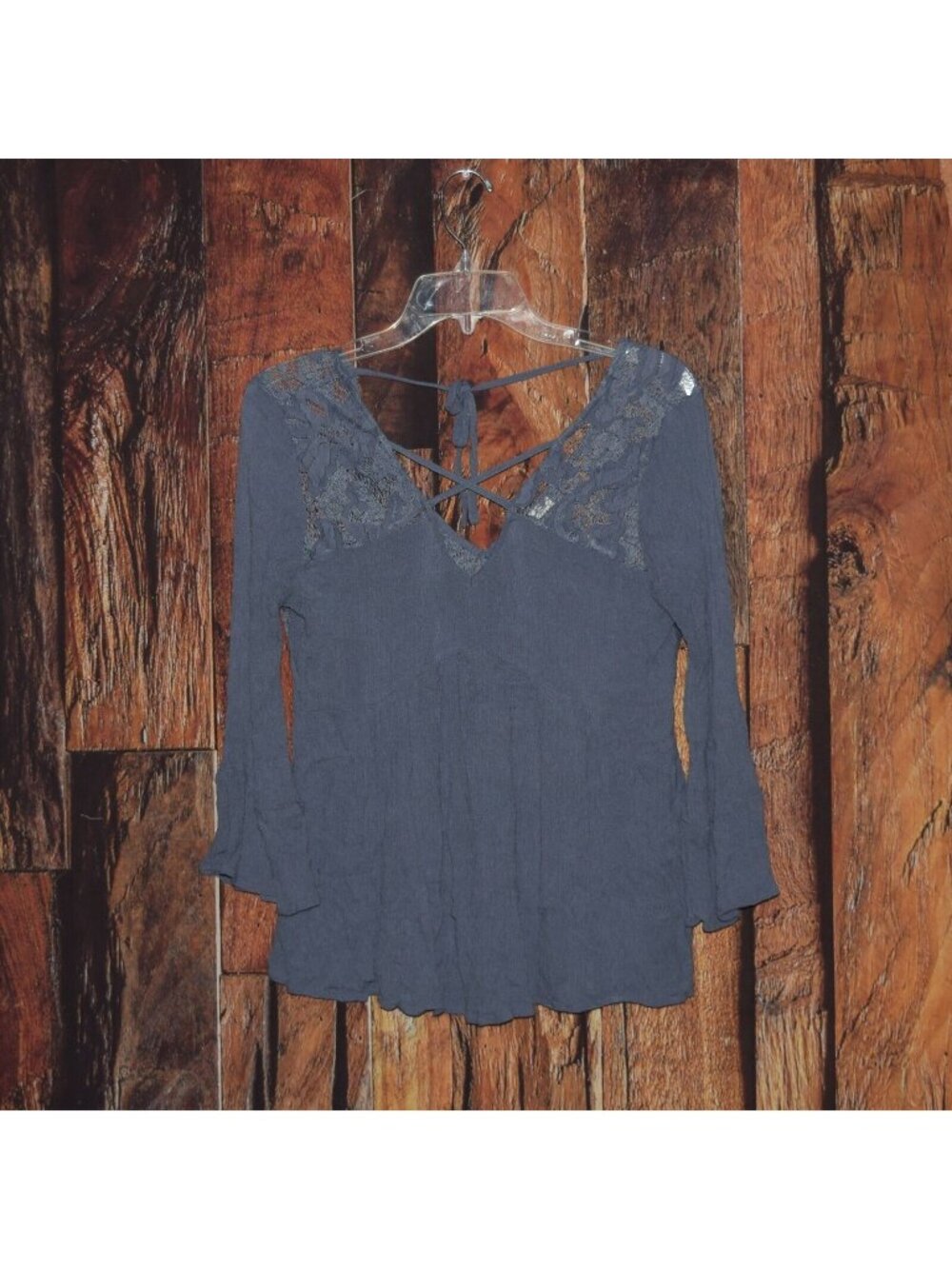American Eagle Women's Sz S Peasant Style Lace Embellished Blouse Shirt